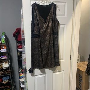 Gold and black, sleeveless skater dress